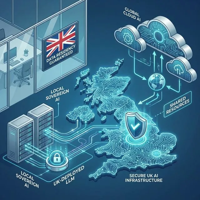 UK sovereign AI infrastructure showing local LLM deployment vs cloud AI