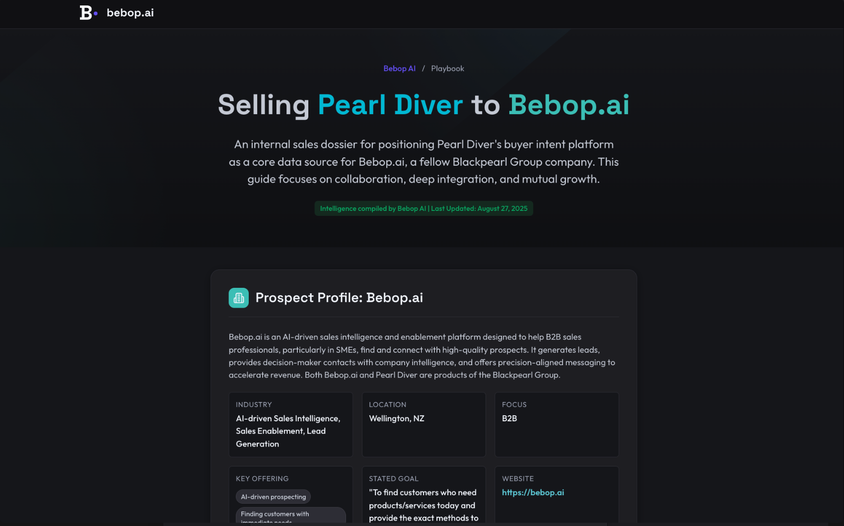 Bebop AI Homepage